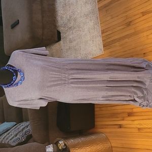 Blue/Gray Long Gather At the Waist Zenana Maxi Dress